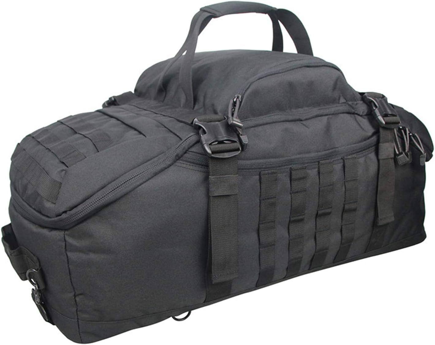 3 in 1 Tactical Travel Duffel Bag Backpack, Heavy Duty Gym Bag 45L,Black | Waterproof 600D Nylon, Internal Collapsible Dividers, Weekend Overnight Travel, Gym Workout,Military Bag,(23X12X9)In