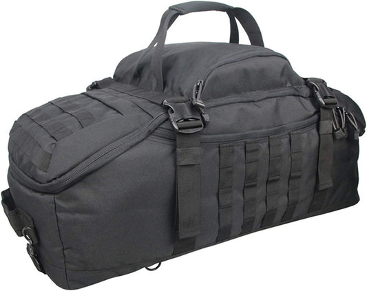 3 in 1 Tactical Travel Duffel Bag Backpack, Heavy Duty Gym Bag 45L,Black | Waterproof 600D Nylon, Internal Collapsible Dividers, Weekend Overnight Travel, Gym Workout,Military Bag,(23X12X9)In