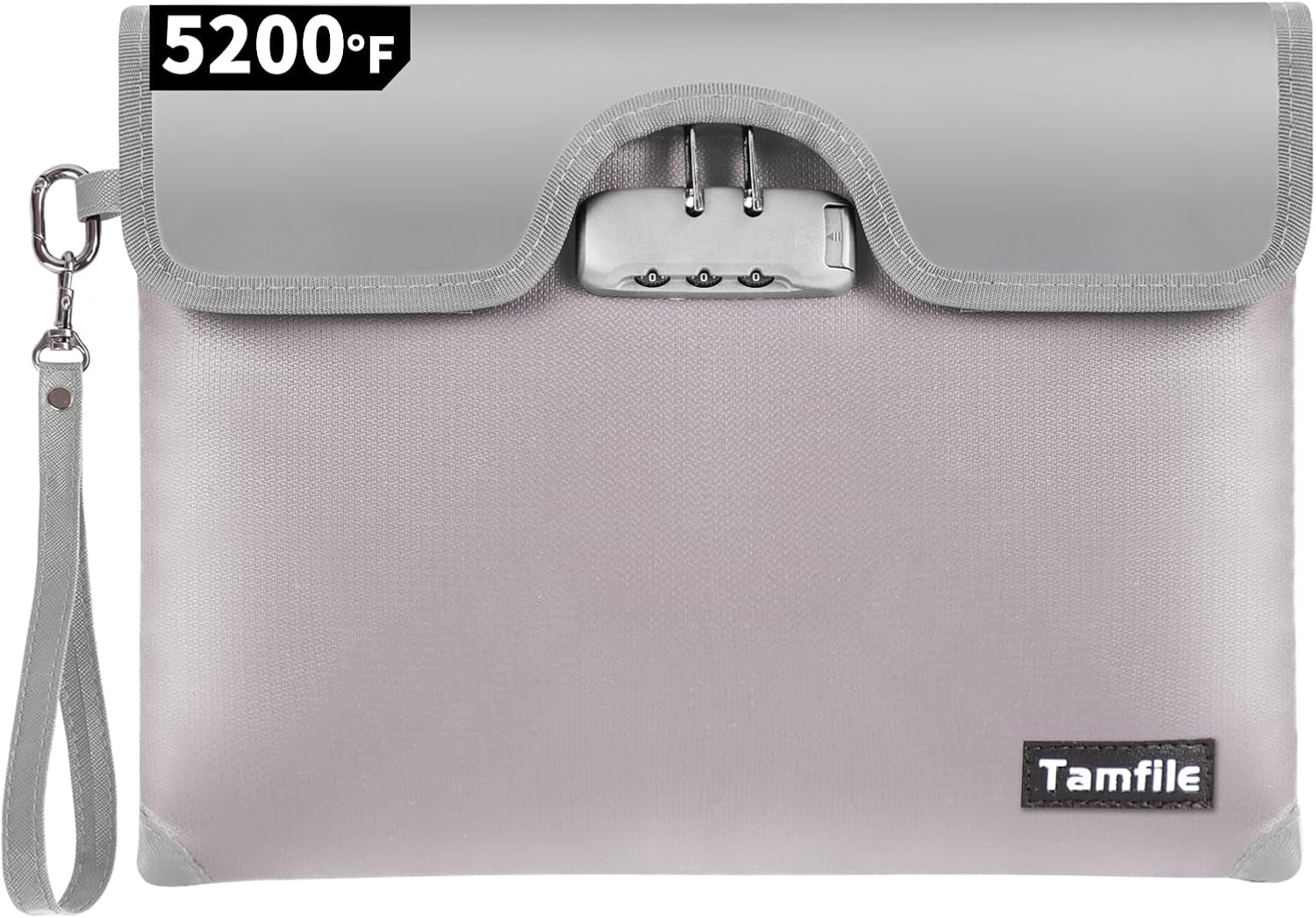5200F Fireproof Money Bag with Lock, Waterproof Document Bag with Zipper, 8 Layers Fire Insulation, Safe Storage Pouch for Cash, Passport, Certificate (10" X 13", Silver)