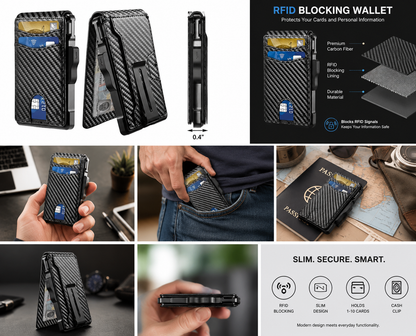 Krae Carbon RFID Wallet — Ultra-Thin Carbon Fiber Card Holder